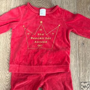 Red Cozy Outfit with Gold Crown Design
